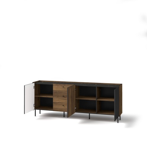 Komoda duża Prestigo P6 3D3S - Orzech Warmia + San Sebastian + Czarny mat